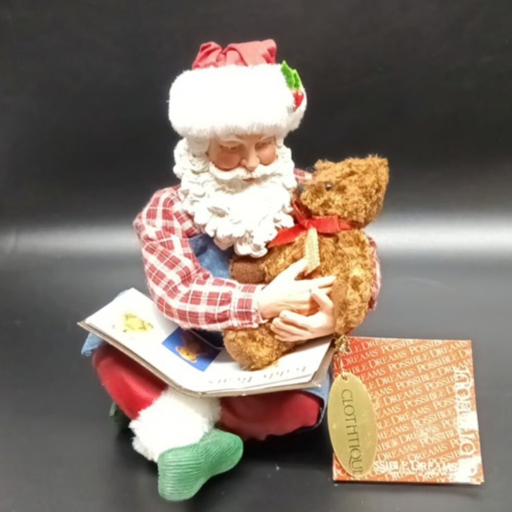 Clothtique Possible Dreams 71137 Bear Hug Santa Santa with Teddy Bear Musical